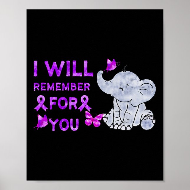 Awareness Cute Elephant I Will Remember For You 3  Poster (Front)