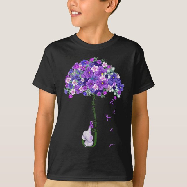 Awareness Cute Elephant I Will Remember For You  T-Shirt (Front)