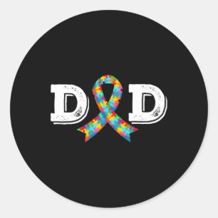 Awareness Dad Father Acceptance Diffirent Ribbon K Classic Round Sticker