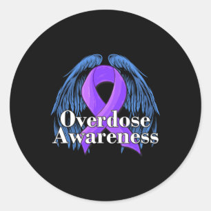 Awareness Day Angel Against Addictions Classic Round Sticker