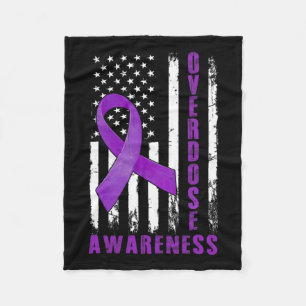 Awareness Day Usa American Flag Overdose Awareness Fleece Blanket