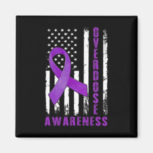 Awareness Day Usa American Flag Overdose Awareness Magnet