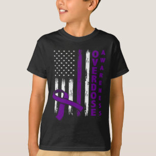 Awareness Day Usa American Flag Overdose Awareness T-Shirt