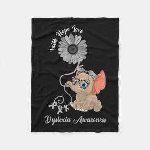 Awareness Elephant Faith Hope Love Sunflower Fleece Blanket