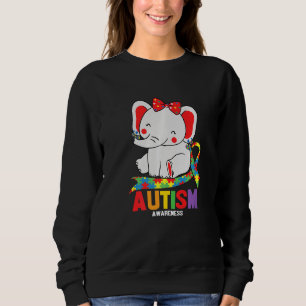 Awareness Elephant Mum Wearing Earrings Autism Hea Sweatshirt