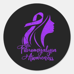 Awareness Fibro Warrior Fighter Patient Grunge Classic Round Sticker