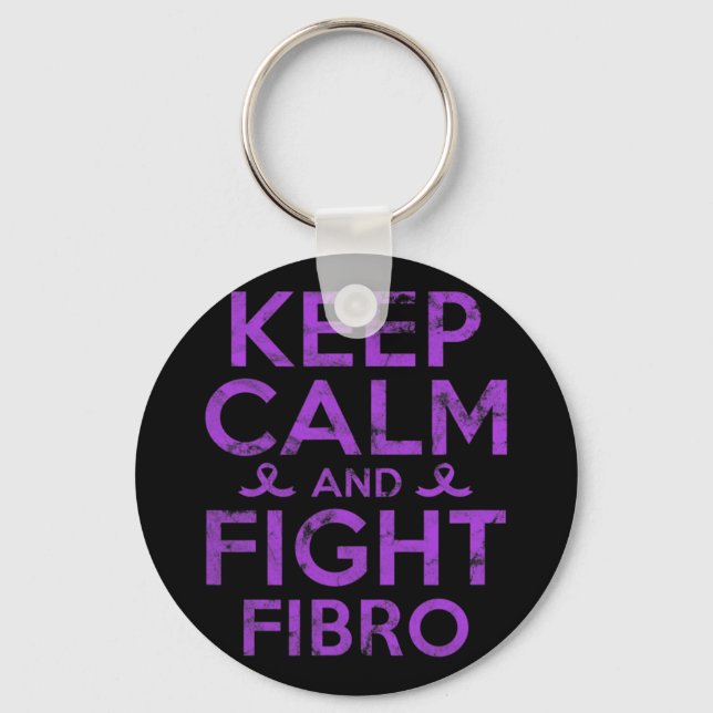 Awareness Fight Fibro Fighter Warrior Grunge  Key Ring (Front)