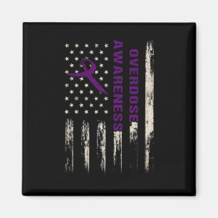 Awareness Flag Pruple Ribbon Addiction Recovery 2 Magnet
