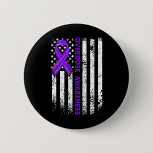 Awareness Flag Purple Ribbon Addiction Recovery 1 6 Cm Round Badge