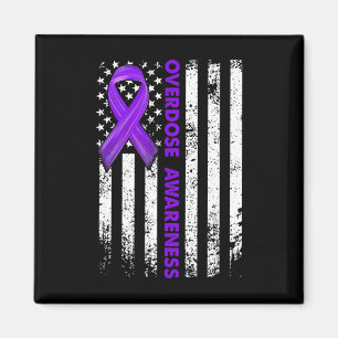 Awareness Flag Purple Ribbon Addiction Recovery 1  Magnet