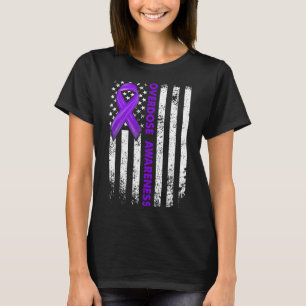 Awareness Flag Purple Ribbon Addiction Recovery 1 T-Shirt
