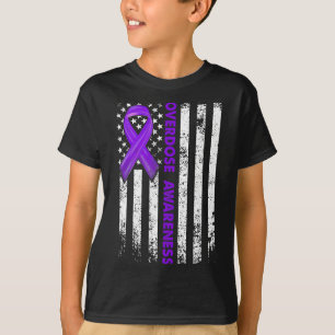 Awareness Flag Purple Ribbon Addiction Recovery 1 T-Shirt