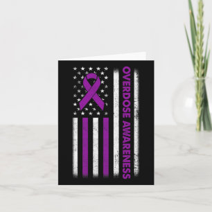 Awareness Flag Purple Ribbon Addiction Recovery 2 Card