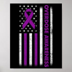 Awareness Flag Purple Ribbon Addiction Recovery 2 Poster