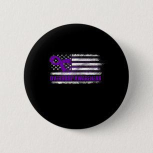 Awareness Flag Purple Ribbon Addiction Recovery 3 6 Cm Round Badge