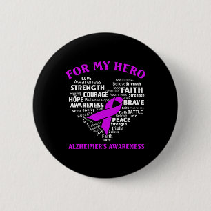 Awareness For My Hero Ribbon Heart Tee  6 Cm Round Badge