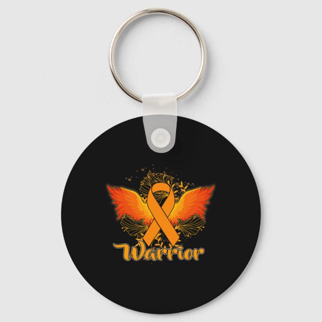 Awareness Fun Warrior Orange Ribbon Gift  Key Ring (Front)