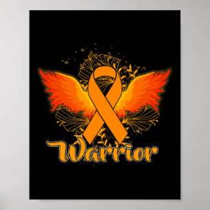 Awareness Fun Warrior Orange Ribbon Gift  Poster
