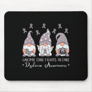 Awareness Gift Gnome One Fights Alone Silver Ribbo Mouse Pad