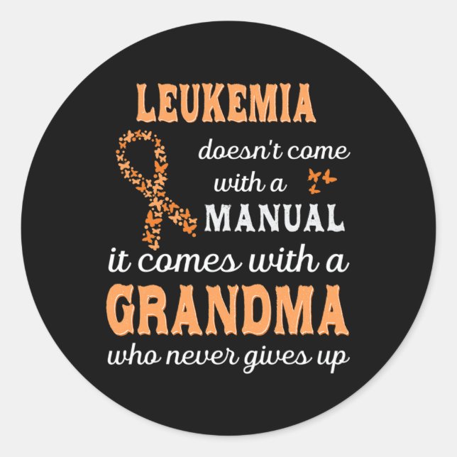 Awareness Grandma Support Leukaemia Warrior  Classic Round Sticker (Front)