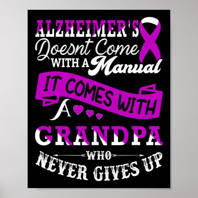 Awareness Grandpa Support Heimer Warrior  Poster (Front)