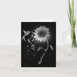 Awareness Grey Sunflower Hummingbird Card