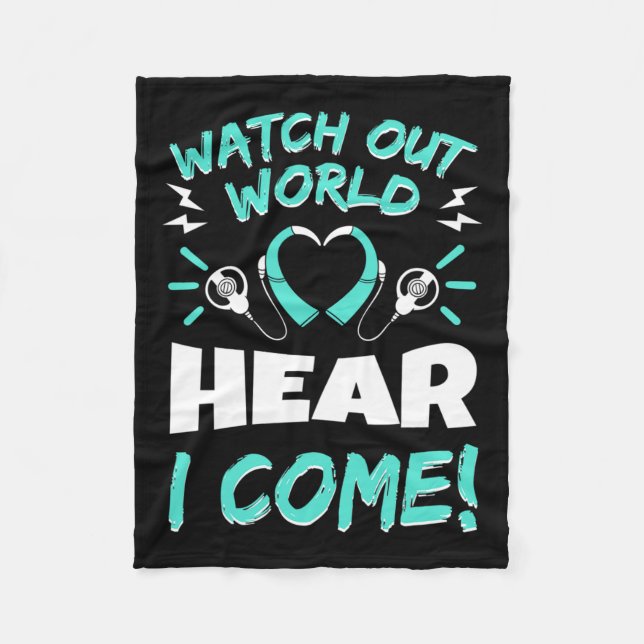 Awareness Hearing Aid Implant Asl  Fleece Blanket (Front)
