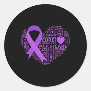 Awareness Heart Purple Ribbon Classic Round Sticker