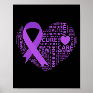 Awareness Heart Purple Ribbon Poster