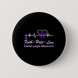 Awareness Heartbeat Christian Cross 6 Cm Round Badge