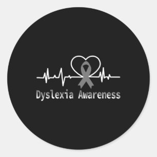 Awareness Heartbeat Dyslexic Support Family  Classic Round Sticker
