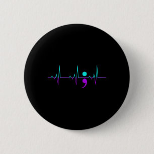 Awareness Heartbeat Happy Ribbon Support Graphic  6 Cm Round Badge