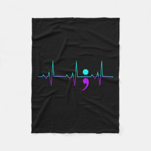 Awareness Heartbeat Happy Ribbon Support Graphic  Fleece Blanket