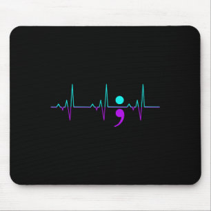 Awareness Heartbeat Happy Ribbon Support Graphic Mouse Pad