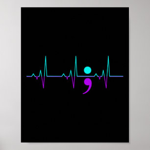 Awareness Heartbeat Happy Ribbon Support Graphic Poster