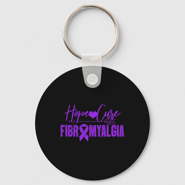 Awareness Hope Cure Fibromyalgia Fibromyositis Gru Key Ring (Front)