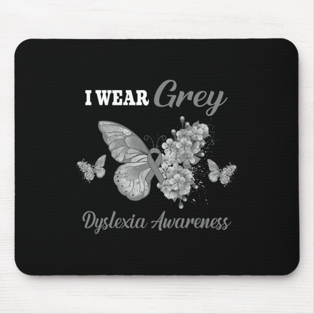 Awareness I Wear Grey Butterfly  Mouse Pad (Front)