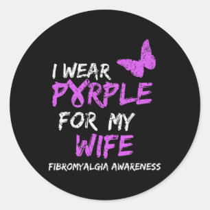 Awareness I Wear Purple For My Wife 3  Classic Round Sticker
