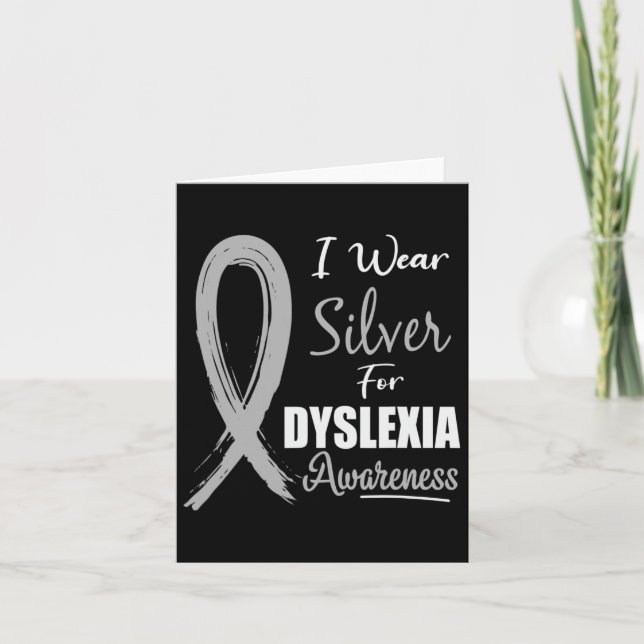 Awareness I Wear Silver Ribbon Learning Reading  Card (Front)
