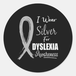 Awareness I Wear Silver Ribbon Learning Reading  Classic Round Sticker