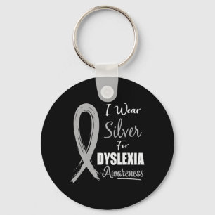 Awareness I Wear Silver Ribbon Learning Reading Key Ring