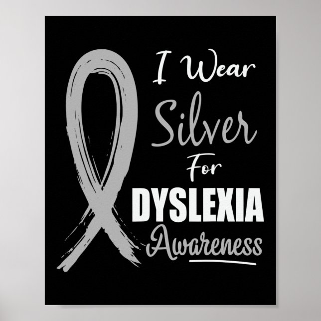 Awareness I Wear Silver Ribbon Learning Reading  Poster (Front)