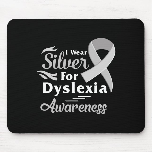 Awareness I Wear Silver Ribbon Learning Reading So Mouse Pad (Front)
