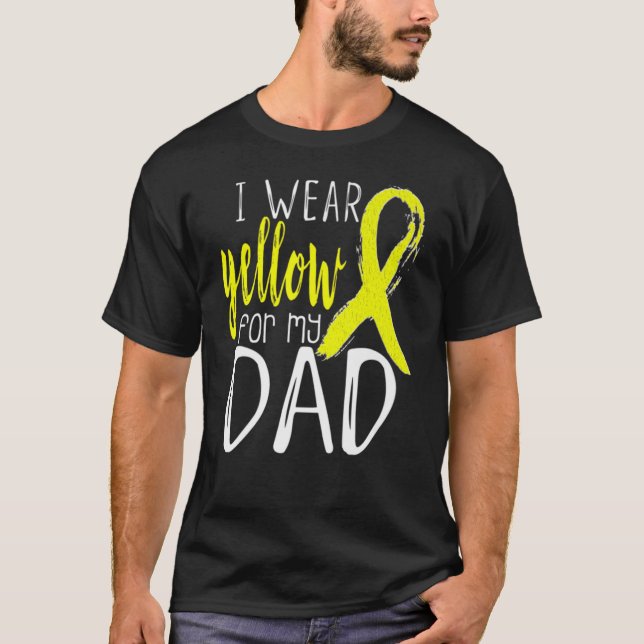 Awareness I Wear Yellow For My DAD Funny Father Da T-Shirt (Front)