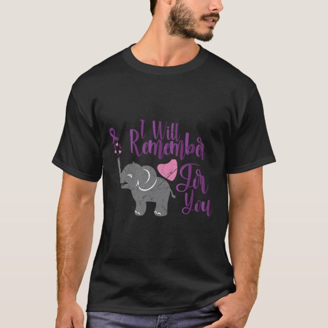 Awareness I Will Remember For You Cute Elephant  T-Shirt (Front)