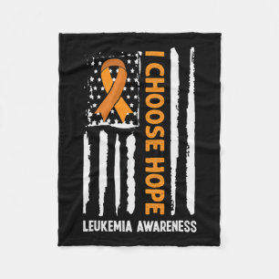 Awareness Leukaemia Cancer Usa Flag Orange Ribbon  Fleece Blanket