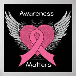 Awareness Matters Grunge Heart - Breast Cancer Poster