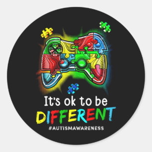 Awareness Men Kids Boys Autism Video Game Month  Classic Round Sticker