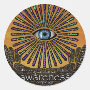 Awareness Minds Eye Inspirational Word Art  Classic Round Sticker
