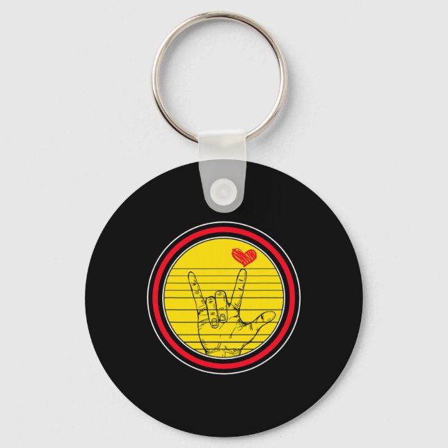 Awareness Month Asl Language Support I Love You Ha Key Ring (Front)